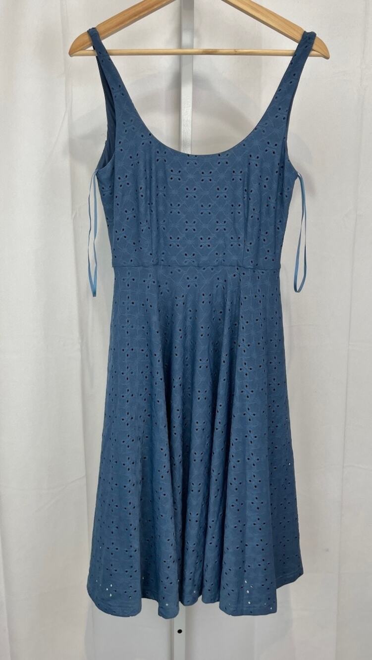 NWT HUTCH Anthropologie Olivia Eyelet Dress Sleeveless Cutout Back Blue Size XS